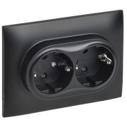 Розетка 2-м SKANDY 16А с заземл. защ. шторки в сборе SK-R07Bl черн. IEK SK-R24-16-K02-F