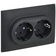 Розетка 2-м SKANDY 16А с заземл. защ. шторки в сборе SK-R07G графит IEK SK-R24-16-K53-F