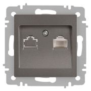 Розетка компьютерная 1-м СП Accent 6-303-09 RJ45 IP20 титан Intro Б0063642