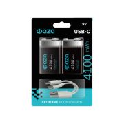 Аккумулятор литиевый «крона» 9В Li-Ion 4100мВт.ч 455мА.ч зарядка от Type-C шнур в комплекте BL-2 (уп.2шт) ФАZА 5061699