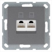 Розетка компьютерная 2-м RJ45 IP20 кат. 5E механизм алюм. Jasmart G6106S