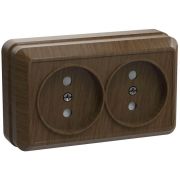 Розетка 2-м ОП Октава 10А IP20 без заземл. дуб GENERICA ERO20-K04-10-DC