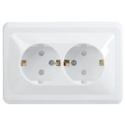 Розетка 2-м СП Вега РСш12-3-ВБ с заземл. контактом и защ. штор 16А бел. GENERICA ERV24-K01-16-DM